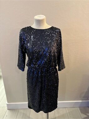 Eliza J Navy Sequin Sheath Dress